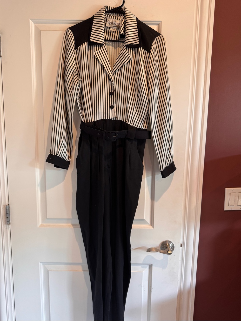 Vintage Sheri Martin Black & White Striped Jumpsuit